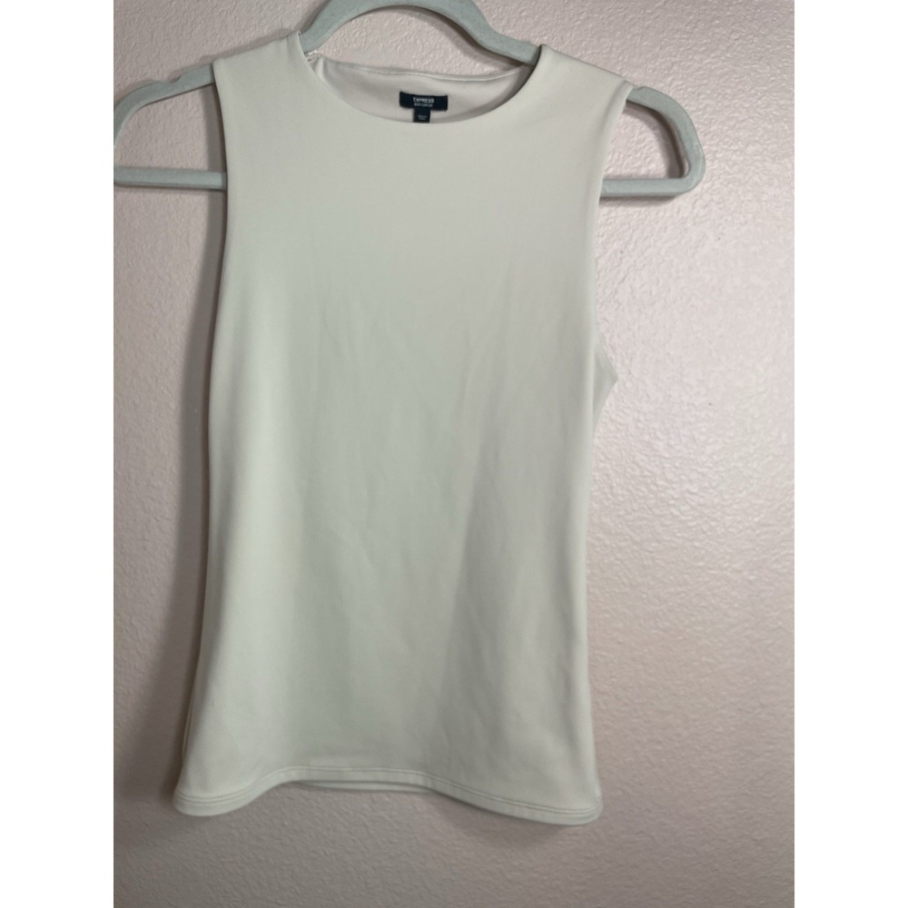 Express Body Contour Tank Top XS Beige Sleeveless Stretch Fitted Basic - Picture 5 of 8